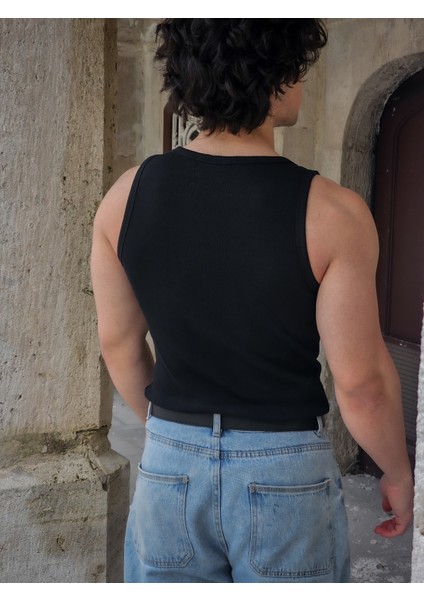 Erkek Fitilli Atlet - Pamuklu Esnek Sporcu Kesim 3AL 2öde (Siyah) modelleri