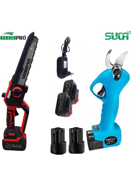 Garden Pro Lityum Akülü Budama Testeresi ve Suca Budama Makas Seti