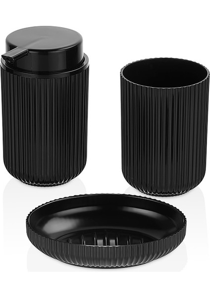 Banyo Seti Pompalı Sıvı Sabunluk, Diş Fırçalık ve Katı Sabunluk 3 Parça Bpa Free fiyatları