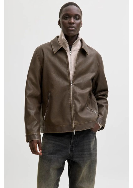 Erkek Jjecasablanca Deri Ceket 12278839 Kahverengi