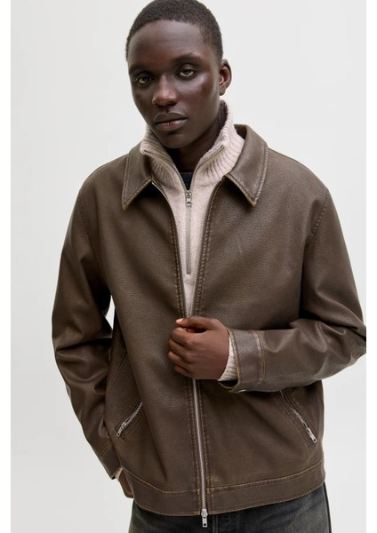 Erkek Jjecasablanca Deri Ceket 12278839 Kahverengi fiyatları