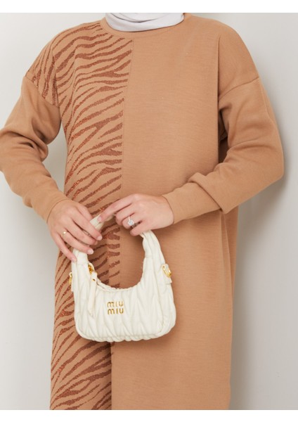 Leopar Desenli Simli Triko Tunik