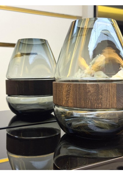 Ahşap Detay Cam Vazo 26/18 cm fiyatları