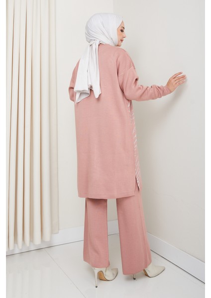 Takım Leopar Desenli Simli Pantolonlu Tunik fırsatları