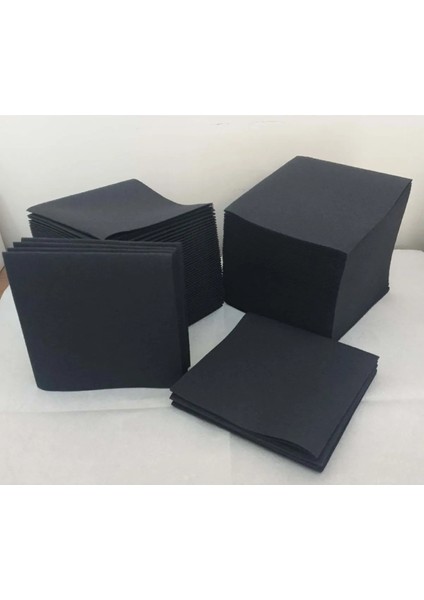 Siyah Kumaş Dokulu Kare Peçete 20*20 50'li Paket