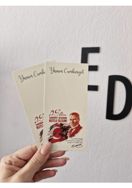 29 Ekim Yaşasın Cumhuriyer Kartı-7*14 Cm-20 Adet
