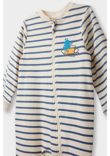 Erkek Bebek Yenidoğan Fitilli Kaşkorse Fermuarlı Çizgili Uzun Kollu Tulum F4659A525AU fiyatları
