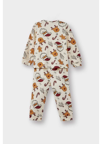 Erkek Bebek Pijama Takımı Yılbaşı Temalı Uzun Kollu Üst Uzun Alt F0557A525AU fırsatları
