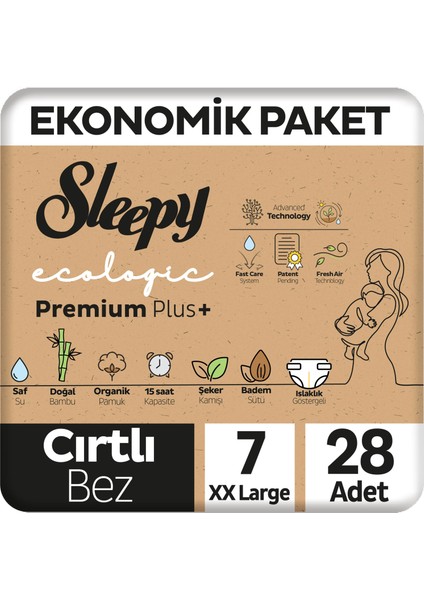 Ecologic Premium Plus Ekonomik Paket Bebek Bezi 7 Numara Xxlarge 28 Adet