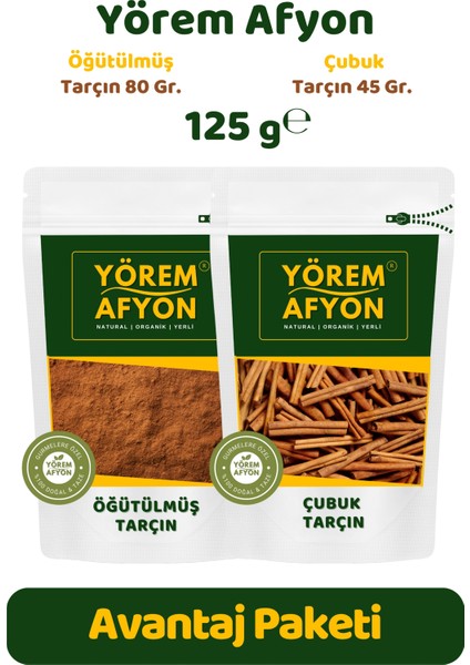 Yörem Afyon Mutfakların Vazgeçilmezi Saf ve Katkısız Hakiki Çubuk & Öğütülmüş Toz Tarçın Set | 125GR