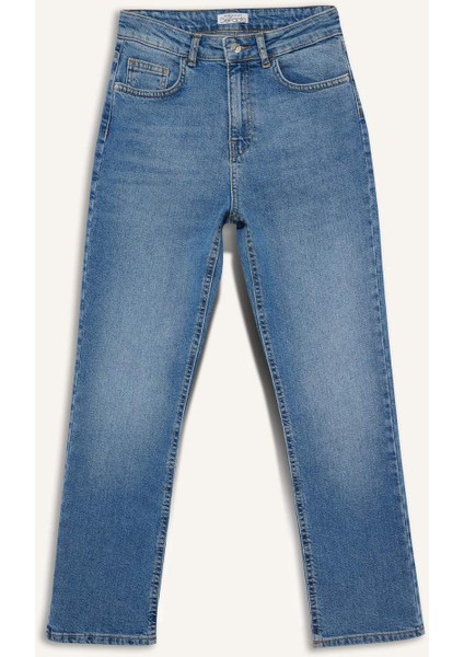 Mary Vintage Straight Fit Yüksek Bel Bilek Boy Jean Yıkamalı Pantolon