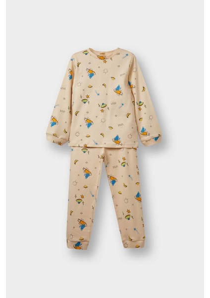 Erkek Bebek Pijama Takımı Uzay Baskılı Uzun Kollu Üst Uzun Alt F0550A525AU