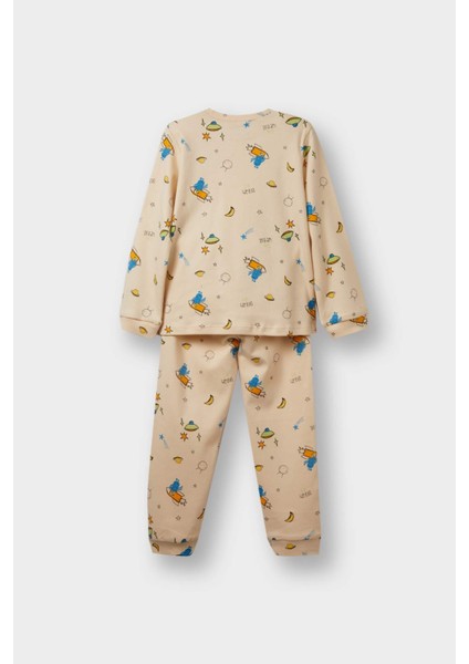Erkek Bebek Pijama Takımı Uzay Baskılı Uzun Kollu Üst Uzun Alt F0550A525AU fırsatları
