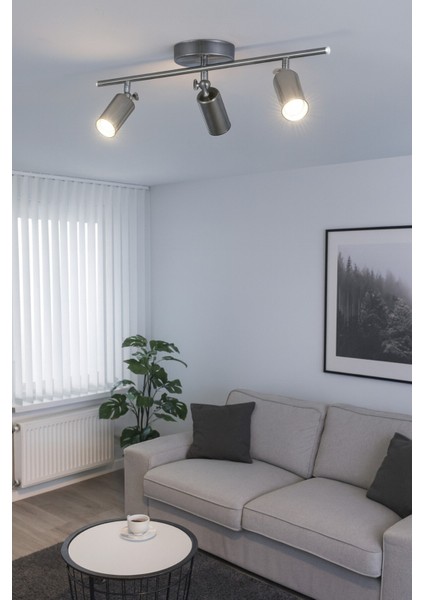 Spoti 3'lü Gri Renk (Beyaz Işık) Modern Tasarım Salon - Mutfak - Banyo Spot Ledli Sıralı Avize