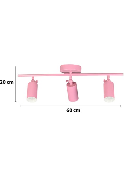 Spoti 3'lü Pembe Renk (Beyaz Işık) Modern Tasarım Salon - Mutfak - Banyo Spot Ledli Sıralı Avize fiyatları