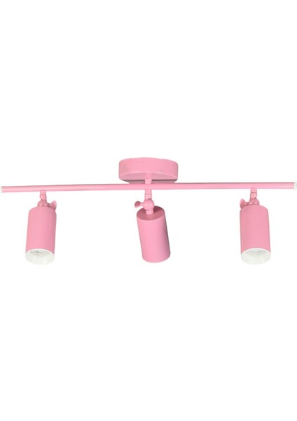 Spoti 3'lü Pembe Renk (Beyaz Işık) Modern Tasarım Salon - Mutfak - Banyo Spot Ledli Sıralı Avize fırsatları