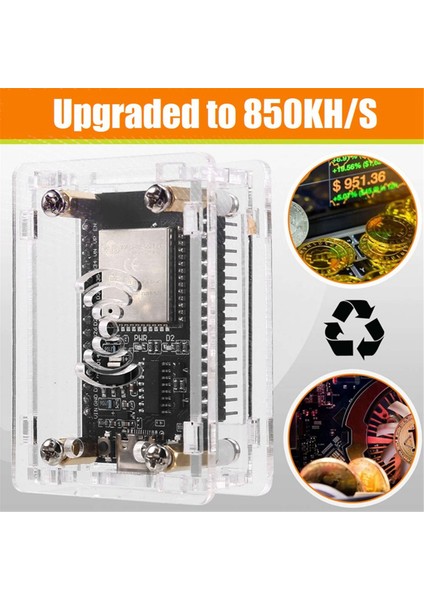 Btc Miner Pro+ Solo Miner 850KH/S Bitcoin Btc Miner ESP32 Çip Wifi Düşük Güç, Akrilik Kasa ve Ev Ofisi Için (Yurt Dışından) fırsatları