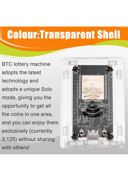 Btc Miner Pro+ Solo Miner 850KH/S Bitcoin Btc Miner ESP32 Çip Wifi Düşük Güç, Akrilik Kasa ve Ev Ofisi Için (Yurt Dışından) indirimleri