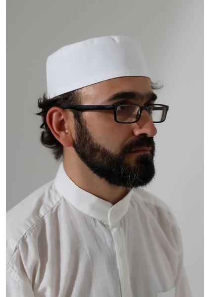 Elif Vav Nakışlı Kalıp Namaz Takkesi - Beyaz modelleri