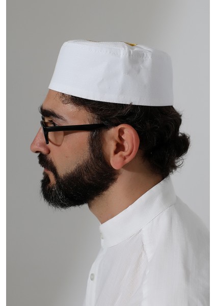 Elif Vav Nakışlı Kalıp Namaz Takkesi - Beyaz fırsatları