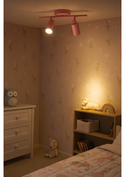 Spoti 2'li Pembe Renk (Gün Işığı) Modern Tasarım Cafe - Mutfak - Banyo Spot Ledli Sıralı Avize