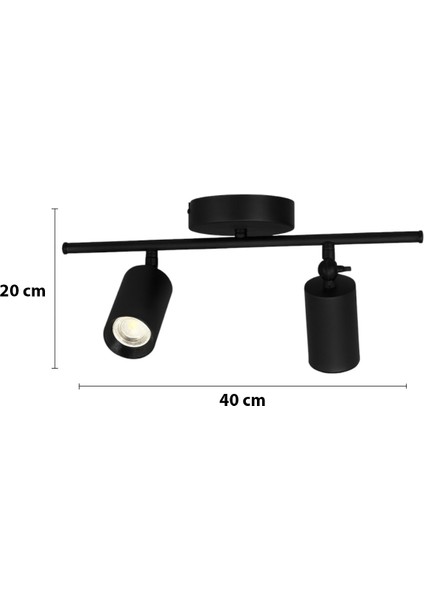 Spoti 2'li Siyah Renk (Gün Işığı) Modern Tasarım Cafe - Mutfak - Banyo Spot Ledli Sıralı Avize fiyatları