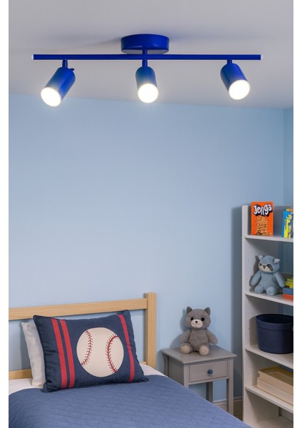 Spoti 3'lü Mavi Renk (Beyaz Işık) Modern Tasarım Salon - Mutfak - Banyo Spot Ledli Sıralı Avize indirimleri