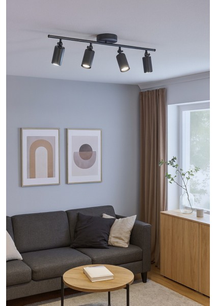 Spoti 4'lü Antrasit Renk (Beyaz Işık) Modern Tasarım Salon - Mutfak - Banyo Spot Ledli Sıralı Avize