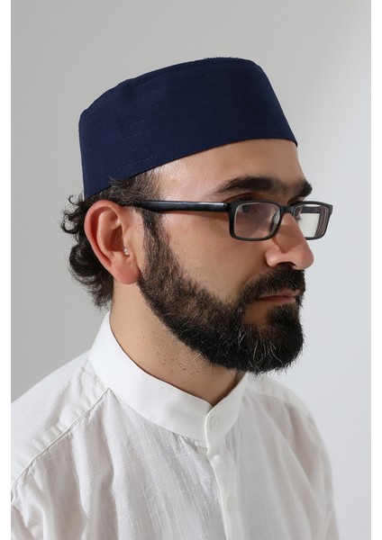 Elif Vav Nakışlı Kalıp Namaz Takkesi - Lacivert fiyatları