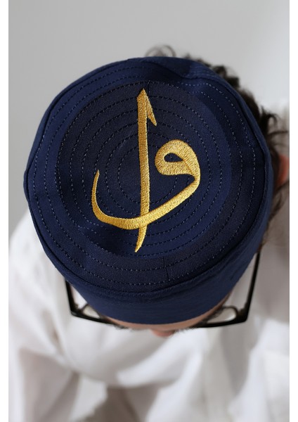 Elif Vav Nakışlı Kalıp Namaz Takkesi - Lacivert indirimleri