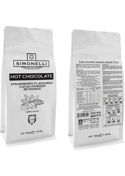 Sıcak Çilek Çikolata Aromalı 900G Paket