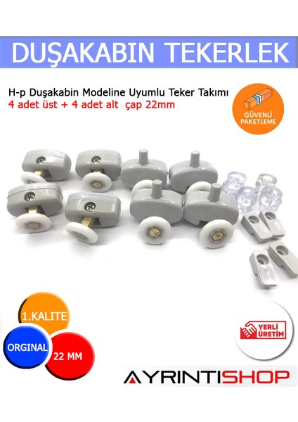 H-P Duşakabin Modeline Uyumlu Teker Takımı 8li Set