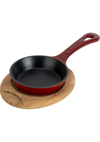 Döküm Yuvarlak Kızartma Tavası Yekpare Saplı Kayın Servis Ahşabı. ÇAP(Ø)12CM.-BORDO fiyatları