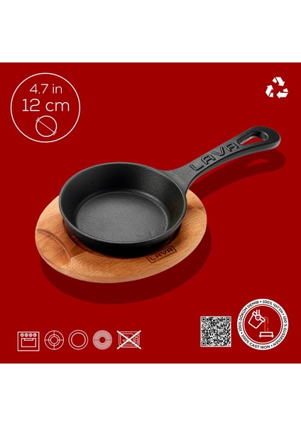 Döküm Yuvarlak Kızartma Tavası Yekpare Saplı Kayın Servis Ahşabı. ÇAP(Ø)12CM.-BORDO fırsatları