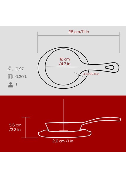Döküm Yuvarlak Kızartma Tavası Yekpare Saplı Kayın Servis Ahşabı. ÇAP(Ø)12CM.-BORDO indirimleri