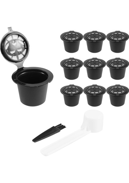 10 Adet Yeniden Kullanılabilir Yeniden Doldurulabilir Kahve Kapsül Filtreleri Kaşıkla Nespresso Için Kaşık Fırça Mutfak Aksesuarları Kahve Filtresi Siyah (Yurt Dışından) fiyatları