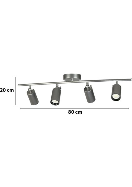 Spoti 4'lü Gri Renk (Gün Işığı) Modern Tasarım Salon - Mutfak - Banyo Spot Ledli Sıralı Avize fiyatları