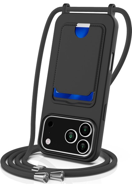 X-Step iPhone 17 Pro Sıvı Silikon Kart Tutucu Arka Telefon Kılıfı ve Kordonu (Yurt Dışından)