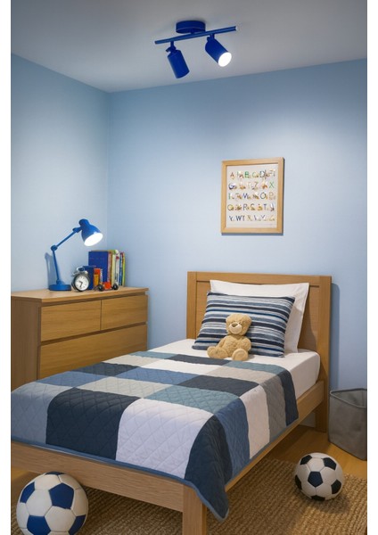 Spoti 2'li Mavi Renk (Beyaz Işık) Modern Tasarım Cafe - Mutfak - Banyo Spot Ledli Sıralı Avize modelleri