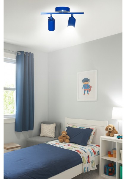 Spoti 2'li Mavi Renk (Beyaz Işık) Modern Tasarım Cafe - Mutfak - Banyo Spot Ledli Sıralı Avize indirimleri