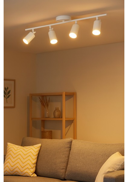 Spoti 4'lü Beyaz Renk (Gün Işığı) Modern Tasarım Salon - Mutfak - Banyo Spot Ledli Sıralı Avize