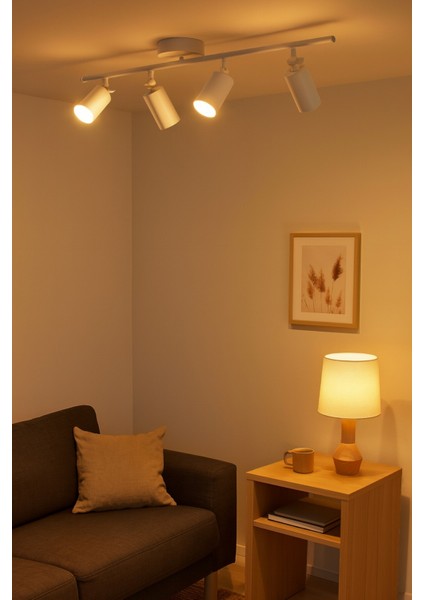 Spoti 4'lü Beyaz Renk (Gün Işığı) Modern Tasarım Salon - Mutfak - Banyo Spot Ledli Sıralı Avize modelleri