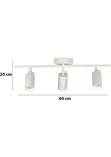 Spoti 3'lü Beyaz Renk (Beyaz Işık) Modern Tasarım Salon - Mutfak - Banyo Spot Ledli Sıralı Avize fiyatları