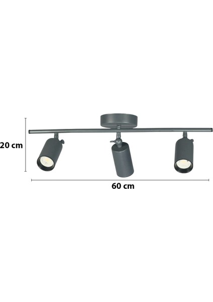 Spoti 3'lü Antrasit Renk (Gün Işığı) Modern Tasarım Salon - Mutfak - Banyo Spot Ledli Sıralı Avize fiyatları