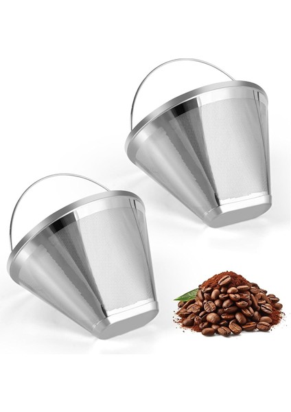 Paslanmaz Çelik Kahve Filtresi, Kahve Filtresi Değiştirilmesi Için Uygun, 4 Koni Kalıcı Kahve Filtresi 2 Pcs (Yurt Dışından)