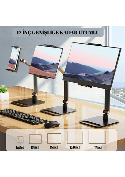 Evrensel Tablet,telefon ve Monitör STANDI-360° Döner Masa Üstü Ekran Tutucu-Metal Gövde modelleri