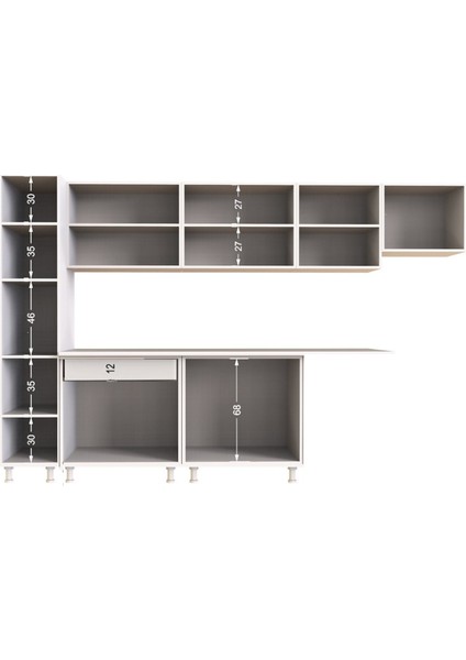 Beyaz/antrasit - Tiran Hazır Mutfak Dolabı Kiler Dahil -320CM-BEYAZ Laminat Tezgah Dahil-Bulaşık Makinesi Yeri Mevcut fiyatları