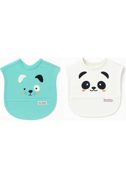 2'li Bebek Mama Önlüğü %100 Pamuk Antialerjik Waterprof Su Geçirmez