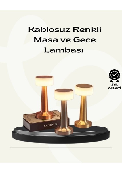 Buğz Modern Usb'li Kablosuz Masa Lambası – Minimalist Tasarım, 3 Farklı Parlaklık