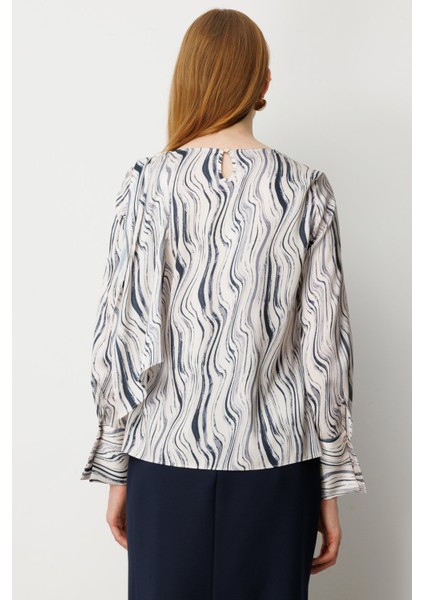 Kadın Omzu Metal Broşlu Desenli Bluz 3015 Siyah fırsatları